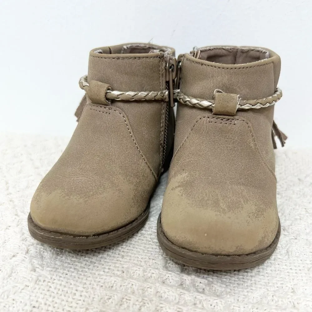 Wonder Nation Toddler Baby Girl Boots Sz 4 Tan Tassel Booties